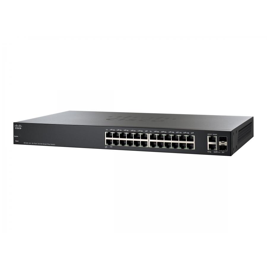 SWITCH CISCO SMB - 24 PUERTOS - 10/100 MBPS - ADMINISTRABLE - 2 PUERTOS SFP - RACK - 8.8 GBIT/S, 8192 ENTRADAS - SF220-24-K9-NA