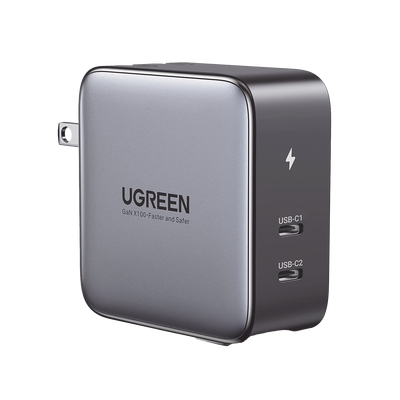 Cargador de 100W serie Nexode / 2 Puertos USB-C de Carga Rápida /Tecnología GaN II +SIC / Power Delivery 3.0 / Quick Charge 4.0 / Chip Confiable y Carga Inteligente / Distribución Inteligente de Energía  / Mayor Eficiencia Ener <br>  <strong>Código SAT:</strong> 39121009 <img src='https://ftp3.syscom.mx/usuarios/fotos/logotipos/ugreen.png' width='20%'>  - UGREEN