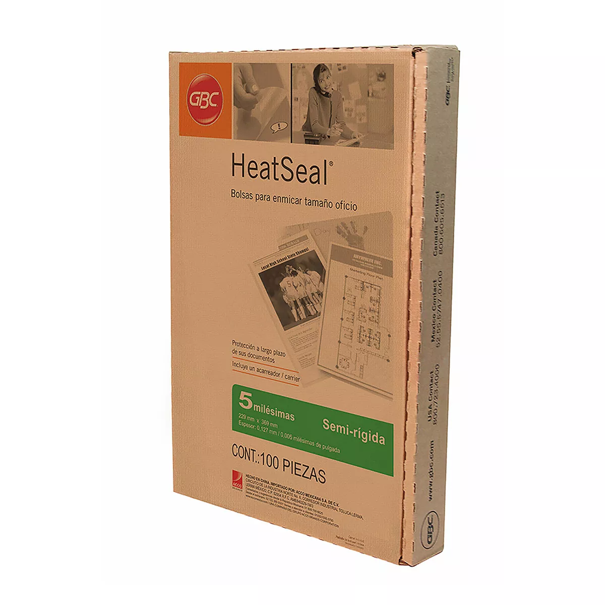 Mica térmica GBC tamaño oficio forma sem Espesor de 5 milésimas, alta calidad semi-rígida paquete con 100 piezas                                                                                                                                                                                         i-rígida                                 - GBC