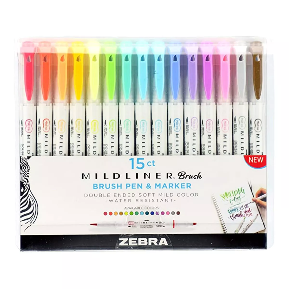 MARCADOR ZEBRA MILDLINER BRUSH ESTUCHE C MARCADOR CREATIVO, DOBLE PUNTA: PINCEL Y PUNTO FINO. IDEAL PARA CREAR TRAZOS GRUESOS Y DELGADOS, TINTA PERMANENTE PIGMENTADA, LIBRE DE ÁCIDO Y RESISTENTE AL AGUA. COLORES CÁLIDOS                                                                              ON 15 COLORES                            - ZEBRA