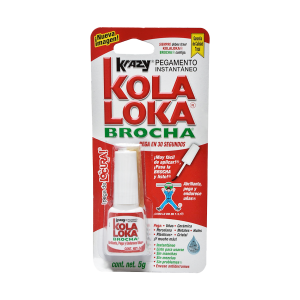 pegamento instantáneo KOLA LOKA brocha 5 Pega en 30 segundos: plásticos, metales, hules, uñas, cerámica, porcelana cristal. excepto polietileno o teflon                                                                                                                                                 gramos de cianoacrilato                  - KOLA LOKA