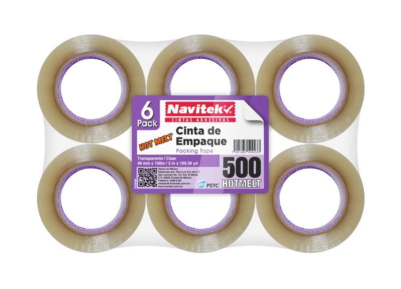 CINTA DE EMPAQUE MOD 500 ADHES HOT MELT / COLOR CORE MORADO COLORES NATURAL BLANCO y CANELA 72X910 mm 850072910 PZAS/ CAJA 4 Piezas por caja - NAVITEK