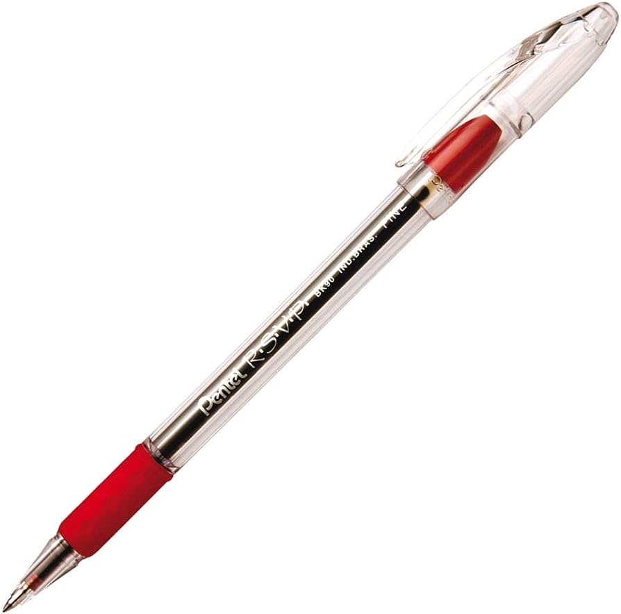 LM-Bolígrafo Pentel r.s.v.p, punta 0.7 m Bolígrafo Pentel r.s.v.p color rojo, punta metálica 0.7 mm, punta de acero inoxidable, con agarre de caucho, diseño ergonómico, repuesto largo para mayor duración, barril robusto. grip y detalles en cuerpo que indica el color de la tinta                   color rojo, 1 pieza                      - PENTEL