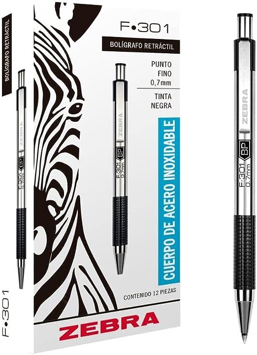 Bolígrafo f-301 a tinta negra barril, Bolígrafo f-301 a tinta negra barril, punto fino .7 mm, color azul, 1 pieza - 7001-41