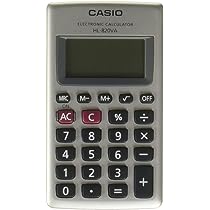 Calculadora básica 8 dígitos CASIO calcu Marcador de coma cada 3 dígitos, operaciones básicas, almacena cálculo de impuesto, porcentaje regular, raíz cuadrada, teclas plásticas, pila lr54x1, estuche tipo cartera, dimensiones 6.9 x 57 x 102 mm                                                       ladora básica portátil                   - HL-820VA-S-MH