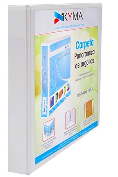 Carpeta Panorámica Kyma de Vinil Tamaño Carta 1/2 Aro en D Blanca CPKCBHD-050-BCA - CPKCBHD-050-BCA