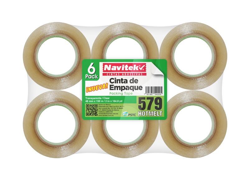 CINTA DE EMPAQUE MOD 579 ADHES HOT MELT / COLOR CORE VERDE COLORES NATURAL BLANCO y CANELA 72X150 mm 857972150 PZAS/ CAJA 24 Piezas por caja - NAVITEK