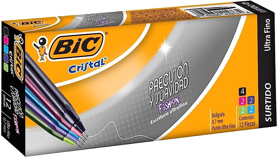 BOLIGRAFO BIC CRISTAL ULTRA FINO SURTIDO RESICION Y SUAVIDAD. PUNTO ULTRA FINO 0.7 MM 4 COLORES SURTIDOS. SENSACION DE ESCRITURA SUAVE. TAPA VENTILADA PARA EVITAR ASFIXIA - 70330354517