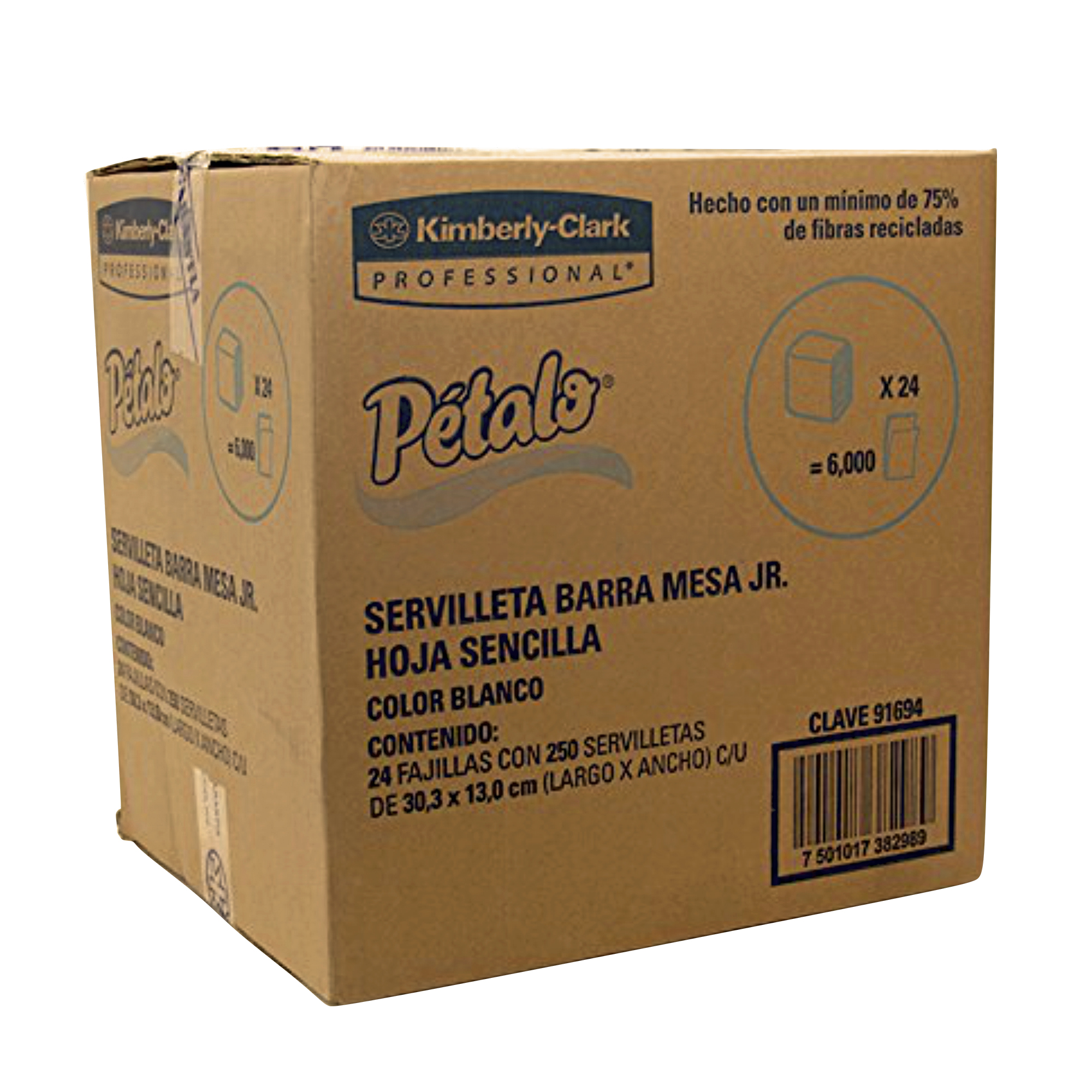 Servilleta barra mesa 91694 Petalo con 2 Servilleta de barra mesa. medida 30.3 cm x 13 cm (largo x ancho) absorbente y resistente, ideal para comedores industriales y áreas de food service. Con 24 paquetes de 250 pzas                                                                                4 paq. 250 pzas                          - 91694