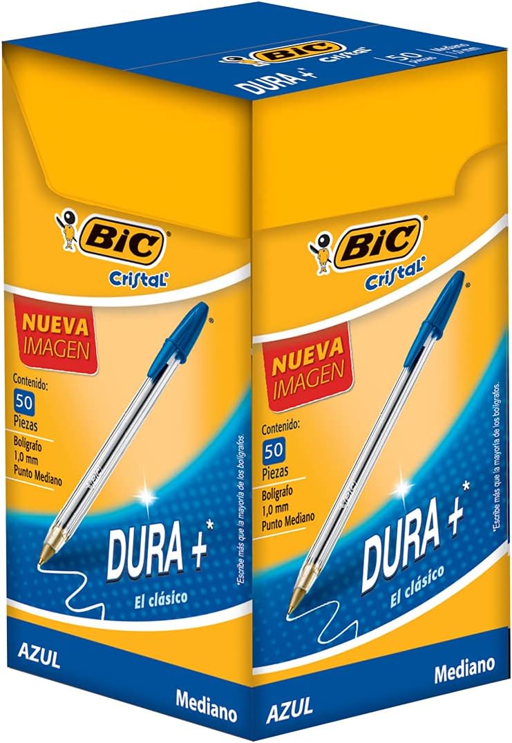 BOLIGRAFO BIC PUNTO MEDIANO AZUL 4PZ     CRISTAL DURA + PUNTO MEDIANO 1.0 MM, TAPA VENTILADA, CUERPO HEXAGONAL                                                                                                                                                                                           BOLIGRAFO PUNTO MEDIANO 1.0 MM 4 PIEZAS  - BIC