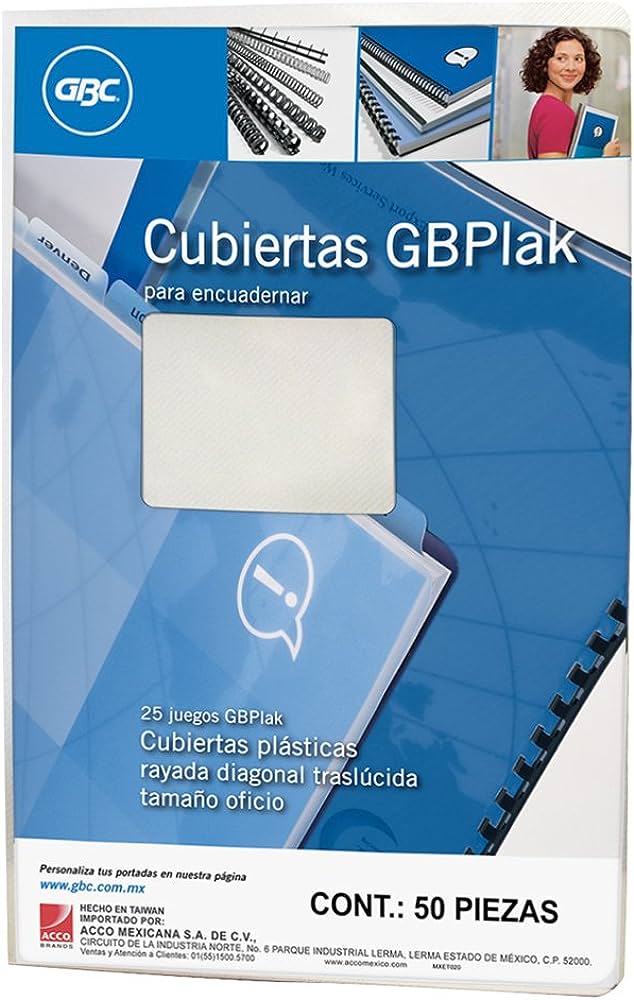 Cubierta plástica oficio GBPlak rayada G Textura rayada transparente de 14 puntos de espesor con 50 piezas                                                                                                                                                                                               BC cristal rayada                        - GBC