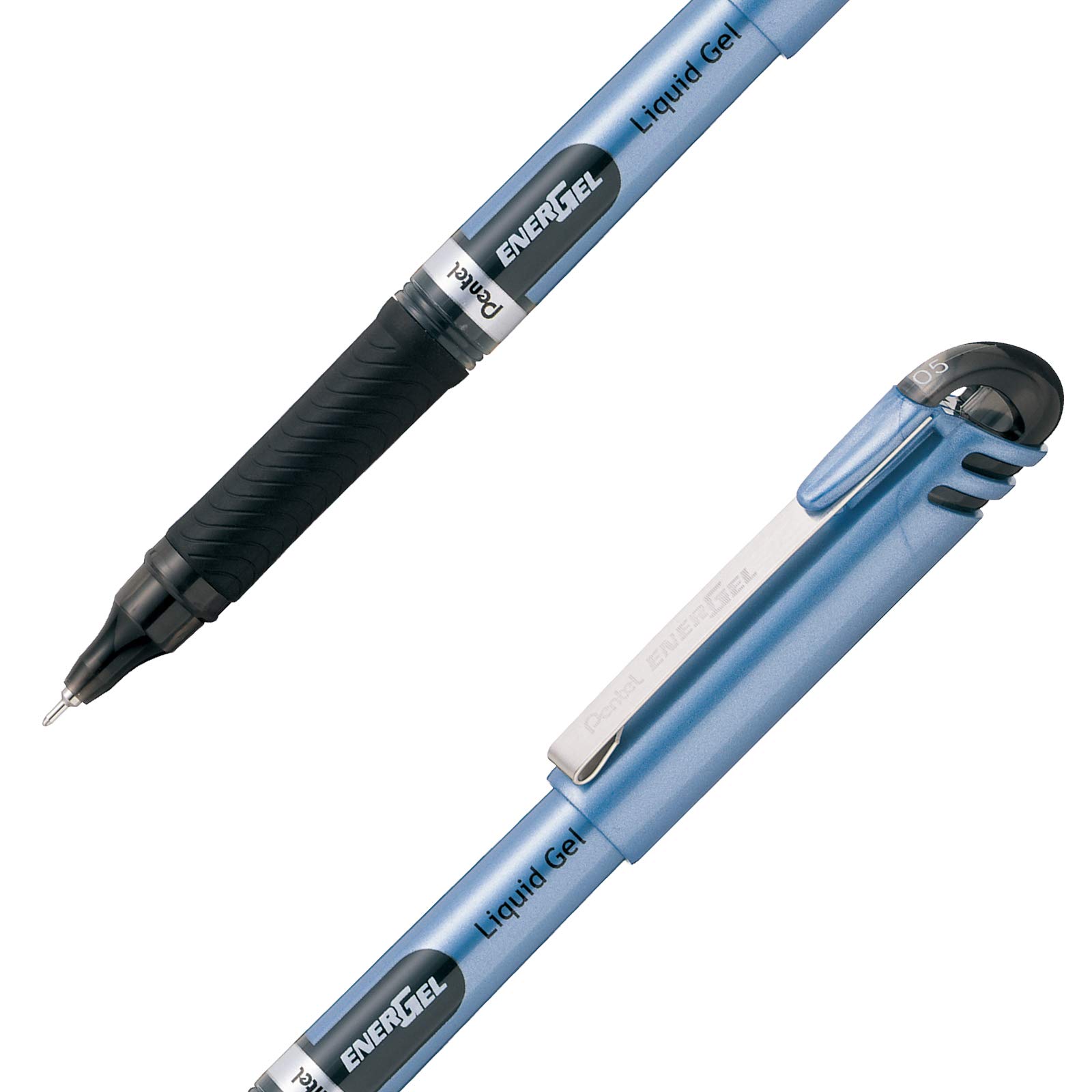 Bolígrafo Pentel energel, punto 0.5 mm ( Bolígrafo Pentel energel tinta gel liquido color negro, secado rápido, agarre de caucho, punta de aguja de 0.5 mm, hecho 53% material reciclado, estructura suave y ligera. detalles en tapa indica el color de la tinta                                        aguja), tinta negra, 1 pieza.            - BLN15-A