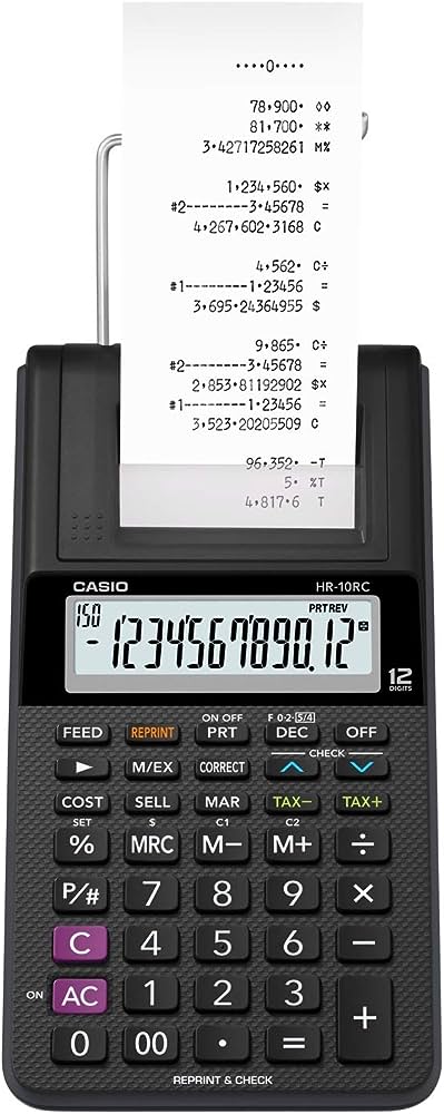 Sumadora 12 dígitos CASIO 2.0 líneas por Impresión a un color (negro), papel de 58 x 60 mm, con impresor portátil, reimpresión/impresión posterior, función apagado automático, usa rollo ir-40, alimentación ca ad-a60024 (incluido) o pila 4 AA, peso 345 g., dimensiones 42 x 102 x 208.5 mm          segundo                                  - CASIO