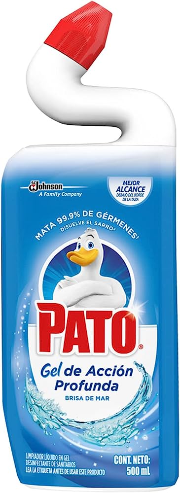 Limpiador Pato purific azul liquido para Líquido mata el 99.9 por ciento de los gérmenes y bacterias. cuenta con un cuello con una forma unica que te permite llegar mejor debajo del borde, para dejar tu sanitario limpio y con una fragancia fresca y duradera.aroma brisa de mar                     baños 500 ml                             - 2-0273B