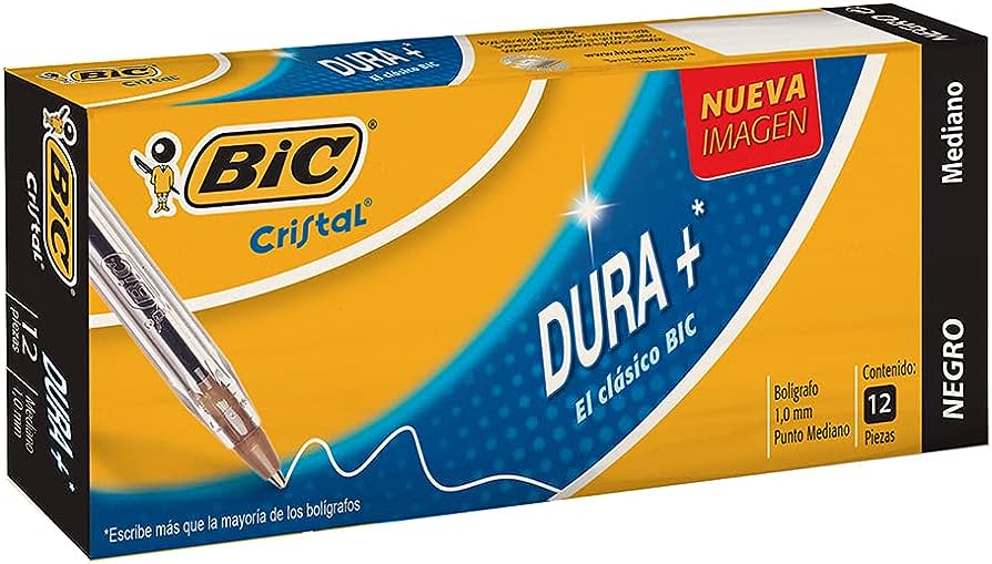 BOLIGRAFO BIC PUNTO MEDIANO NEGRO 4PZ    CRISTAL DURA + PUNTO MEDIANO 1.0 MM, TAPA VENTILADA, CUERPO HEXAGONAL                                                                                                                                                                                           BOLIGRAFO PUNTO MEDIANO 1.0 MM 4 PIEZAS  - BIC