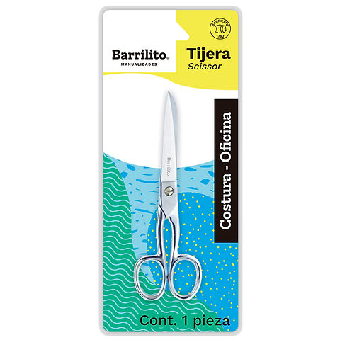 Tijera oficina/costura Barrilito 12.7 cm Acero inoxidable forjado, superficie brillante acabado espejo, medida: 5 " (12.7 cm), mango de ojos simetricos anatómicos, filo super durable, funcionamiento suave, corte perfecto                                                                             uso escolar, oficina y manualidades      - 8642-5CN