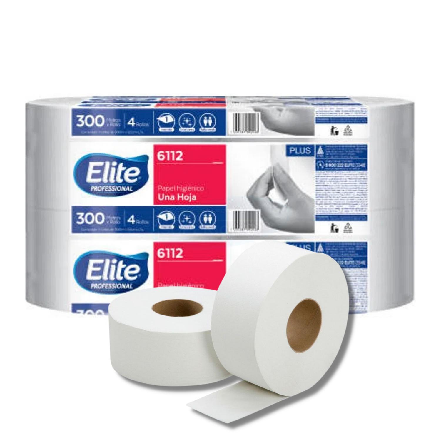 Papel Higiénico blanco Elite, caja con 6 Higiénico, Elite bobinas jumbo  500 m p 6 rollos 9 cm                                                                                                                                                                                                           rollos jumbo 500m hjs                    - 6688