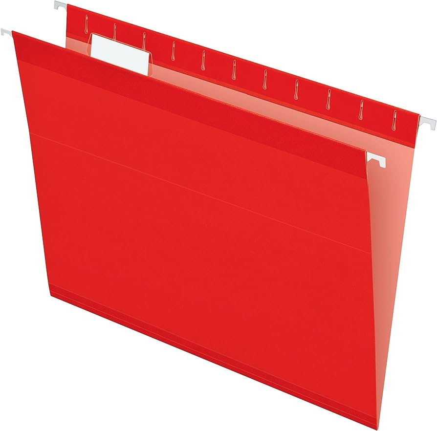 Folder colgante Pendaflex carta color ro Reforzados con polilaminado, etiquetas para jinetes, entintado mas claro en el interior, contiene 10% de fibras recicladas con 10% fibras post-consumo, caja con 25 piezas.                                                                                     jo caja con 25 pzas                      - PENDAFLEX