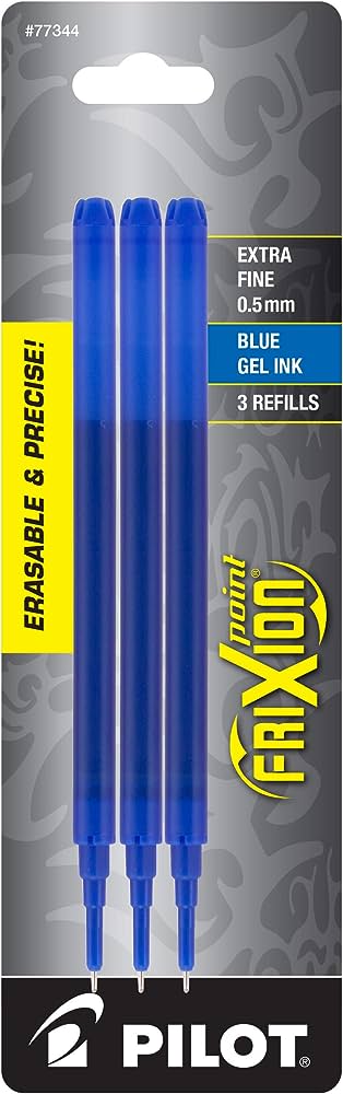 Repuesto de tinta Frixion Pilot punto fi Tinta de gel térmico-sensitiva, borrable, punto fino, repuesto para bolígrafo Frixion Ball (PIIL-BOL-31550)                                                                                                                                                     no, color negro, blister con 3 piezas    - EMP-280