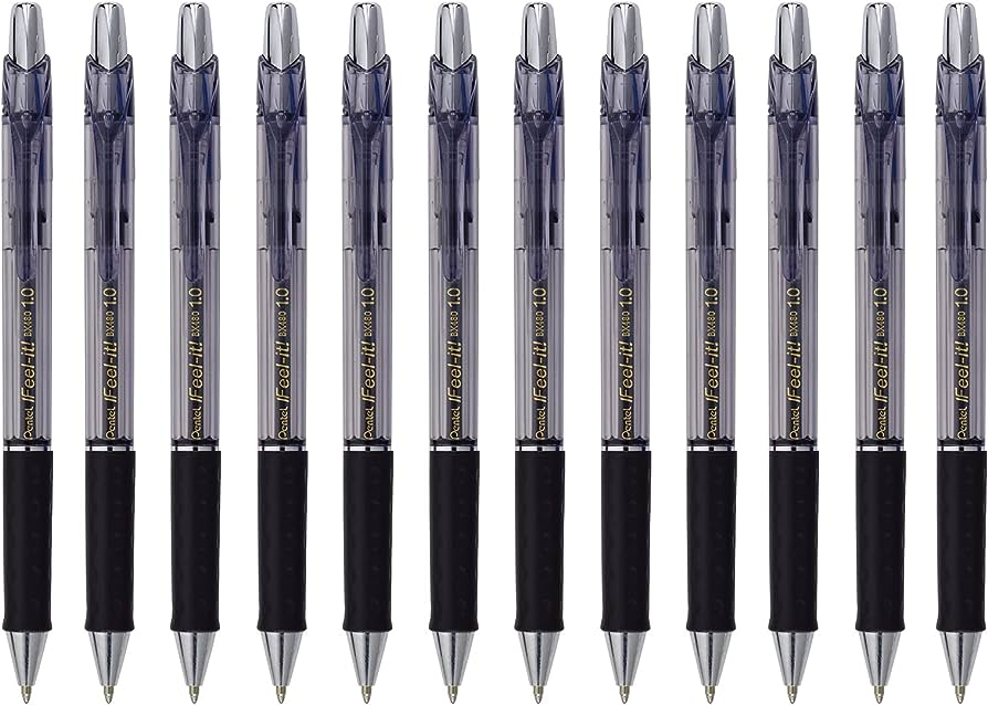 LM-Bolígrafo Pentel ifeel-it, punta 1.0m Bolígrafo Pentel retráctil ifeel-it color negro, tita de baja viscosidad, punta 1.0 mm, con agarre acolchonado sin latex, tinta suave que se desliza sin esfuerzo                                                                                               color negro, 1 pieza                     - PENTEL