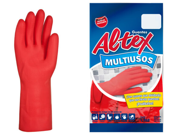 Guantes de hule Altex color rojo, N. 8   Multiusos. proteccion y economia en sus manos, hipolergenicos, afelpados, diseño anatomico, 100% latex natural, mayor suavidad, alta resistencia y maxima durabilidad.                                                                                          .                                        - GUANTE ALTEX 8