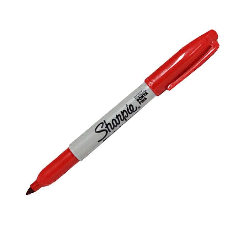 Marcador permanente Sharpie fino rojo ca Marcador permamente, tinta base solvente resistente al agua, pinta en superficies como vidrio, cartón, papel, madera, etc, grosor del trazo 0.9 mm                                                                                                              ja con 12 piezas                         - BEROL