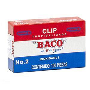 Clip Baco tropicalizado no.1,  1 caja co Fabricados con alambre bajo carbón, pulido con acabado galvanizado brillante - BACO