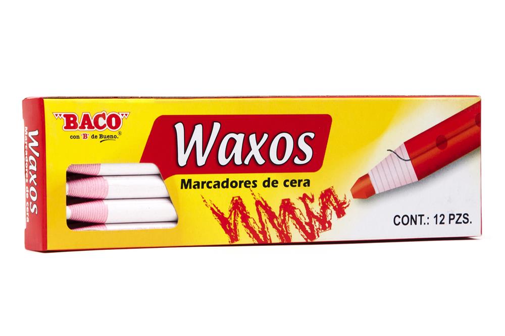 Marcador Baco de cera waxos suave, blanc Marcador con cuerpo de papel precortado, ideal para usarse sobre plástico, papel, cartón, metal, madera y vidrio. practico sistema de bobina de papel para ir descubriendo la punta del marcador - MR147