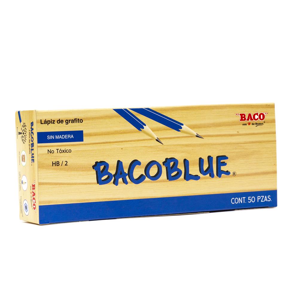 Lápiz Bacoblue hb no.2, coletivo 50 piez Extruidos con polímeros y materias primas de primera calidad, cuerpo resistente y grafito reforzado, con casquillo de aluminio y goma con borrado eficiente                                                                                                     as                                       - BACO