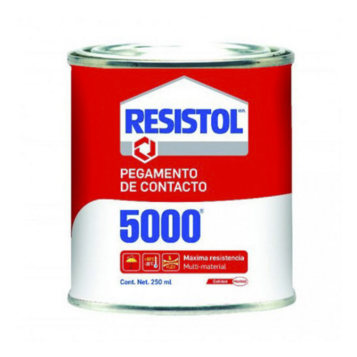 Pegamento de contacto Resistol 5000 amar Ideal para proyectos de armado, laminado y ensamble, pega elementos como fieltro, alfombra, madera, cuero, metal, entre otros materiales, libre de tolueno, gran fuerza de pegado, resistente a humedad y altas y bajas temperaturas, color amarillo.           illo lata de 250 ml                      - HENKEL