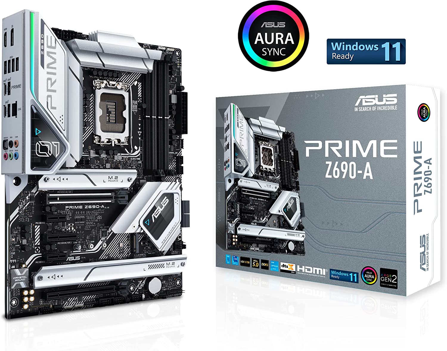 ASUS PRIME Z690-A - Placa base - ATX - Socket LGA1700 - Z690 Chipset - USB-C Gen2 USB 32 Gen 1 USB 32 Gen 2 USB-C Gen 2x2 - 25 Gigabit LAN - Tarjeta gráfica CPU necesaria - HD Audio 8-canales - ASUS