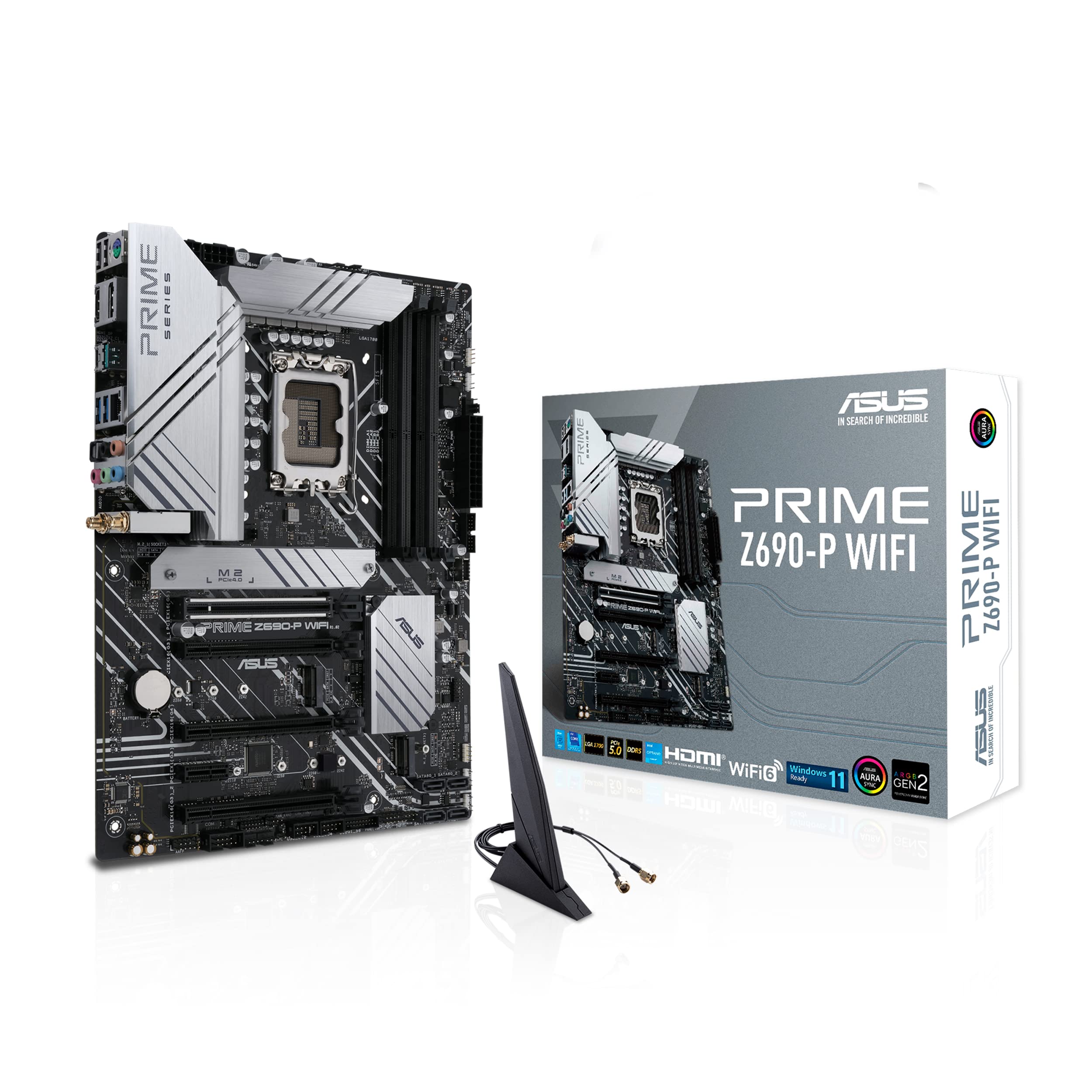 ASUS PRIME Z690-P WIFI - Placa base - ATX - Socket LGA1700 - Z690 Chipset - USB-C Gen1 USB 32 Gen 1 USB 32 Gen 2 USB-C Gen 2x2 - 25 Gigabit LAN Wi-Fi 6 Bluetooth - Tarjeta gráfica CPU necesaria - HD Audio 8-canales - ASUS