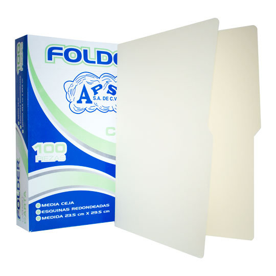 Folder crema APSA tamaño carta  , paquet Medidas 235 cm ancho x 295 cm largo, alta capacidad de almacenamiento, suaje lateral y superior para broche, guías laterales para dar dimensión y puntas redondeadas                                                                                            e con 100  piezas                        - L10FC