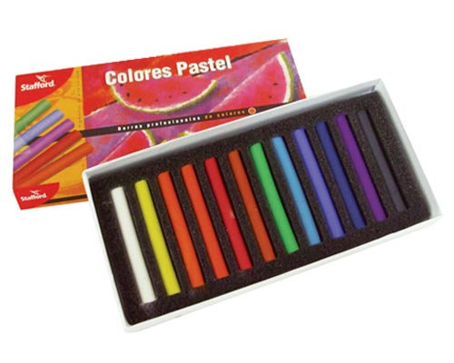 Colores pastel seco Stafford colores sur Colores pastel seco, no tóxicos, de textura suave, cuenta con gran variedad de colores que al mezclarlos logran extraordinarias combinaciones.                                                                                                                  tidos caja con 12 pzas                   - 309.DAD0500