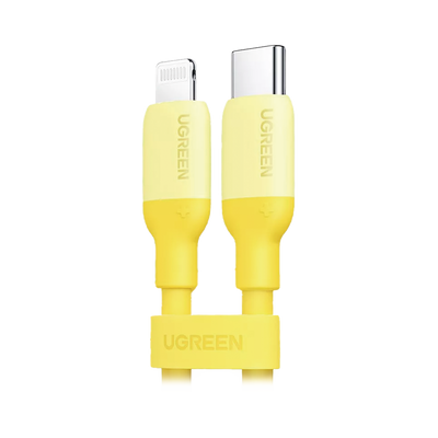 Cable USB-C a Lightning / Certificado MFi / 1 Metro / Adecuado para iPhone, iPad, iPod / Carga Rápida PD 20W /  Sincronización de Datos de hasta 480 Mbps / Goma de Silicona y  TPE. / Suave al Tacto / Color Yellow <br>  <strong>Código SAT:</strong> 26121604 - 90226