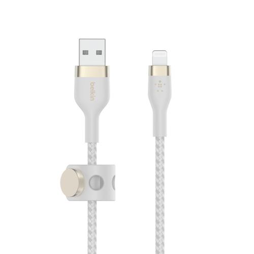 CABLE PRO FLEX LIGHTNING A USB-A CON CORREA 1M WHT CAA010BT1MWH - BELKIN