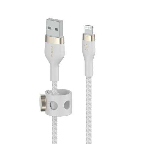 CABLE PRO FLEX LIGHTNING A USB-A CON CORREA 1M WHT CAA010BT1MWH - BELKIN