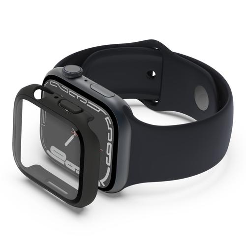 Belkin SCREENFORCE TemperedCurve - Amortiguador para reloj inteligente - protector de pantalla - policarbonato cristal templado 9H - negro - para Apple Watch 44 mm 45 mm - BELKIN