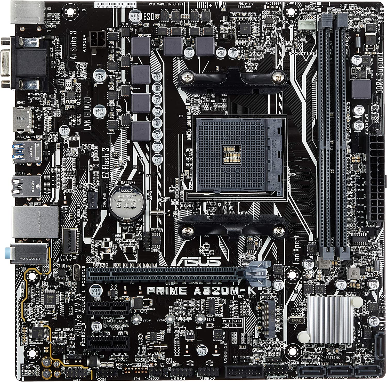 MOTHERBOARD ASUS PRIME A320MK 2DDR4 SOCAM4 M/ATX 2PS2 VGA HDMI PRIME-A320MK - ASUS