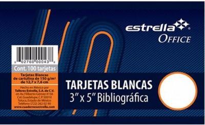 Tarjeta Bibliográfica ESTRELLA 0042 3 x 5 de Rayada con 100 piezas  0042 0042 EAN UPC 602760000421 - ESTRELLA