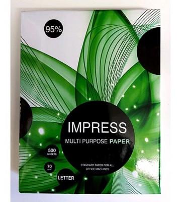 Papel Bond IMPRESS 6951476310602 Papel Bond Impress 6951476310602 Caja Con 10 Paquetes Con 500 Hojas Tamaño Carta 21.6 Cm X 27.9 Cm 95 Blancura 70 Gramos Alta Blancura - 6951476310602