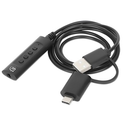 Convertidor Usb A Usb C A Tarjeta De Sonido Control Manhattan 153560 - 153560