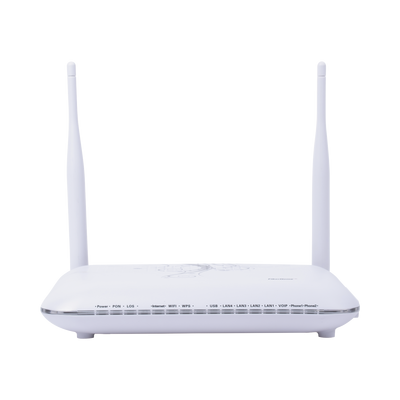 ONU GPON, WiFi 2.4 GHz, MIMO 2X2, 4 Puertos Gigabit Ethernet, conector SC/UPC <br>  <strong>Código SAT:</strong> 43222637 - Fiberhome