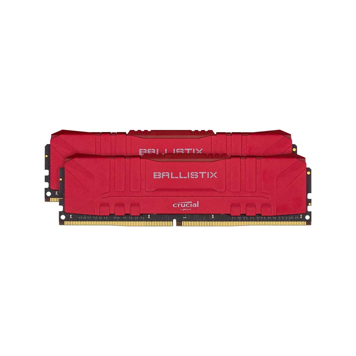 MEMORIA DIMM DDR4 CRUCIAL BALLISTIX (BL2K8G26C16U4R) 16GB KIT (2X8GB) 2666MHZ, RED HEATSINK, CL16 - CRUCIAL