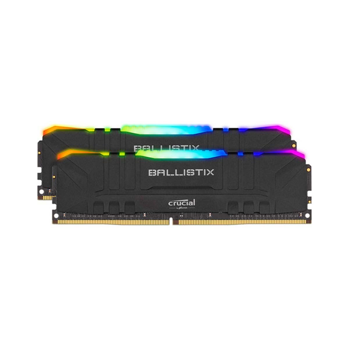 MEMORIA DIMM DDR4 CRUCIAL BALLISTIX (BL2K8G30C15U4BL) RGB 16GB KIT (2X8GB) 3000MHZ, BLACK HS, CL16 - CRUCIAL