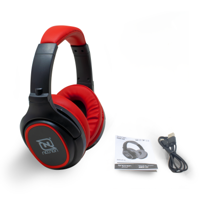 Audifonos NECNON NBAB0202TC AUDIFONOS OVER-EAR BLUETOOTH NBH-02 SIMULACION CANCELACION DE RUIDO 3.5MM RADIO FM MICRO SD 3.5MML MANOS LIBRES TYPE C ROJO - NECNON