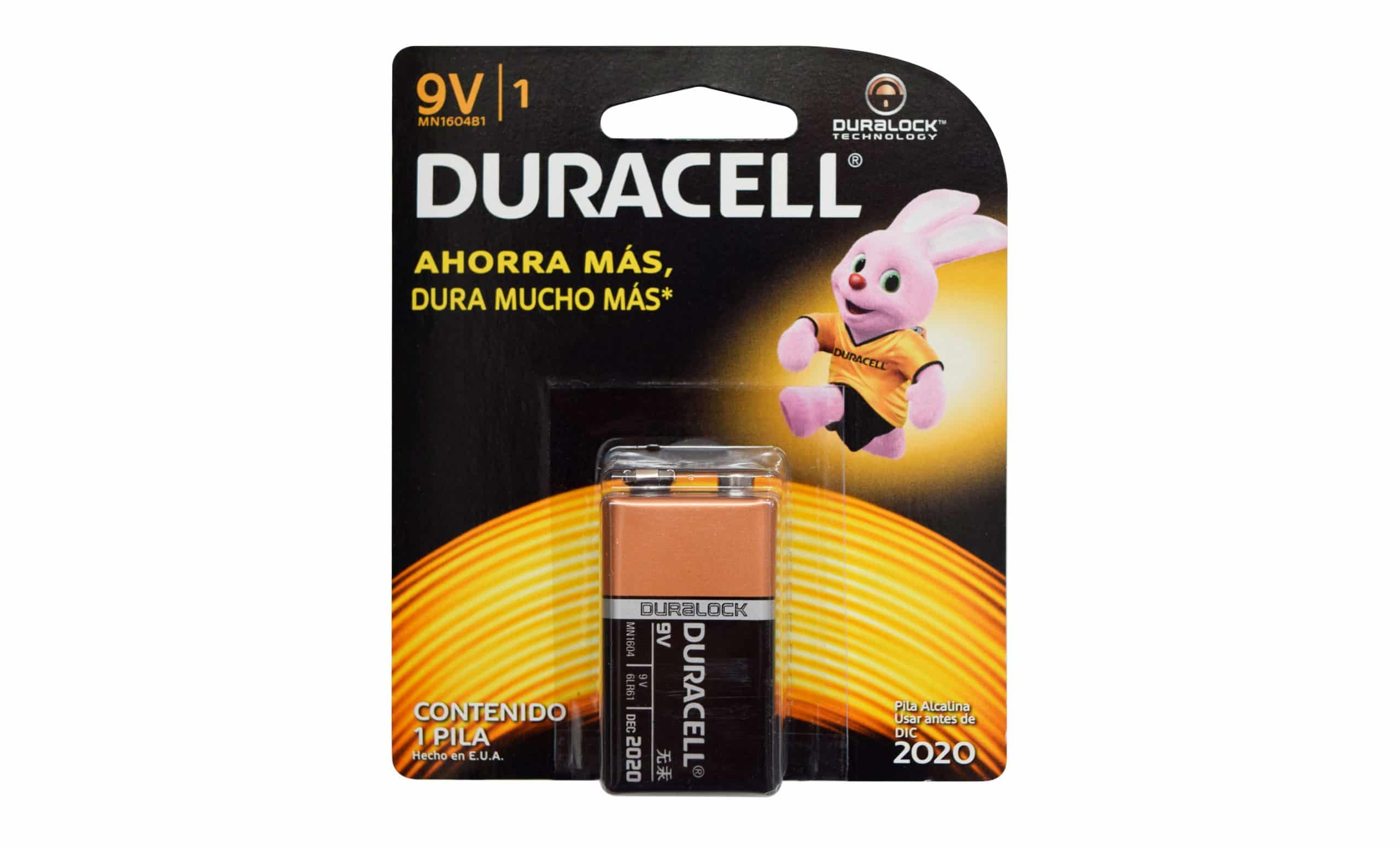 Pila alcalina Duracell 9v blíster de 1 p Las pilas Duracell, con tecnología duralock power preserve, ofrecen larga duración y energía a todos tus dispositivos como; juguetes, controles, videojuegos, equipos de audio, audífonos y muchos otros. mantienen su carga durante 10 años.                   za                                       - MN1604