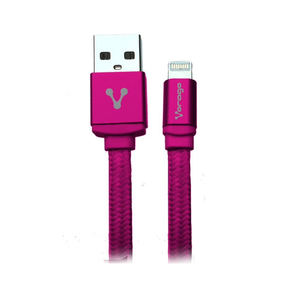 CABLE VORAGO USB-APPLE LIGHTNING 8 PINES 1 METRO ROSA CAB-119-PK - CAB-119_ROSA