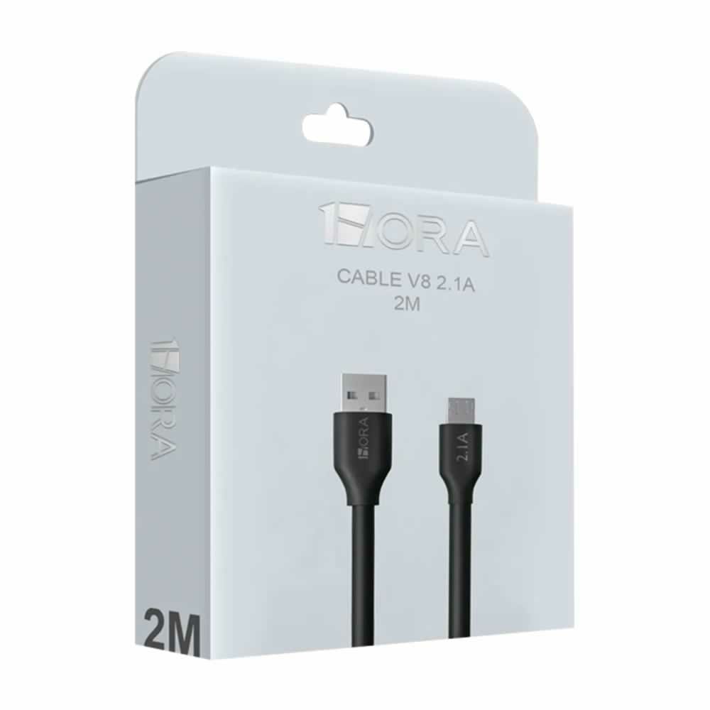 Cable 1 Hora 2m 2.1a USB a v8 Marcas de productos compatibles: huawei xiaomi motorora Samsung oppo vivo honorl, 2 m de largo - 1 HORA