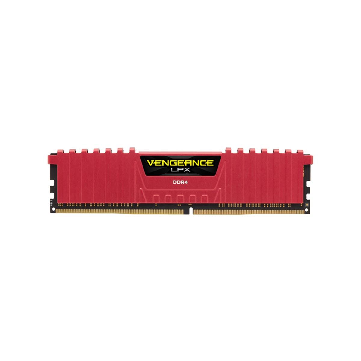 MEMORIA DIMM DDR4 CORSAIR (CMK8GX4M1A2400C16R) 8GB 2400MHZ VENGEANCE LPX DISIP. ROJO - CMK8GX4M1A2400C16R